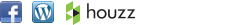 Facebook, wordpress, and Houzz social media icons